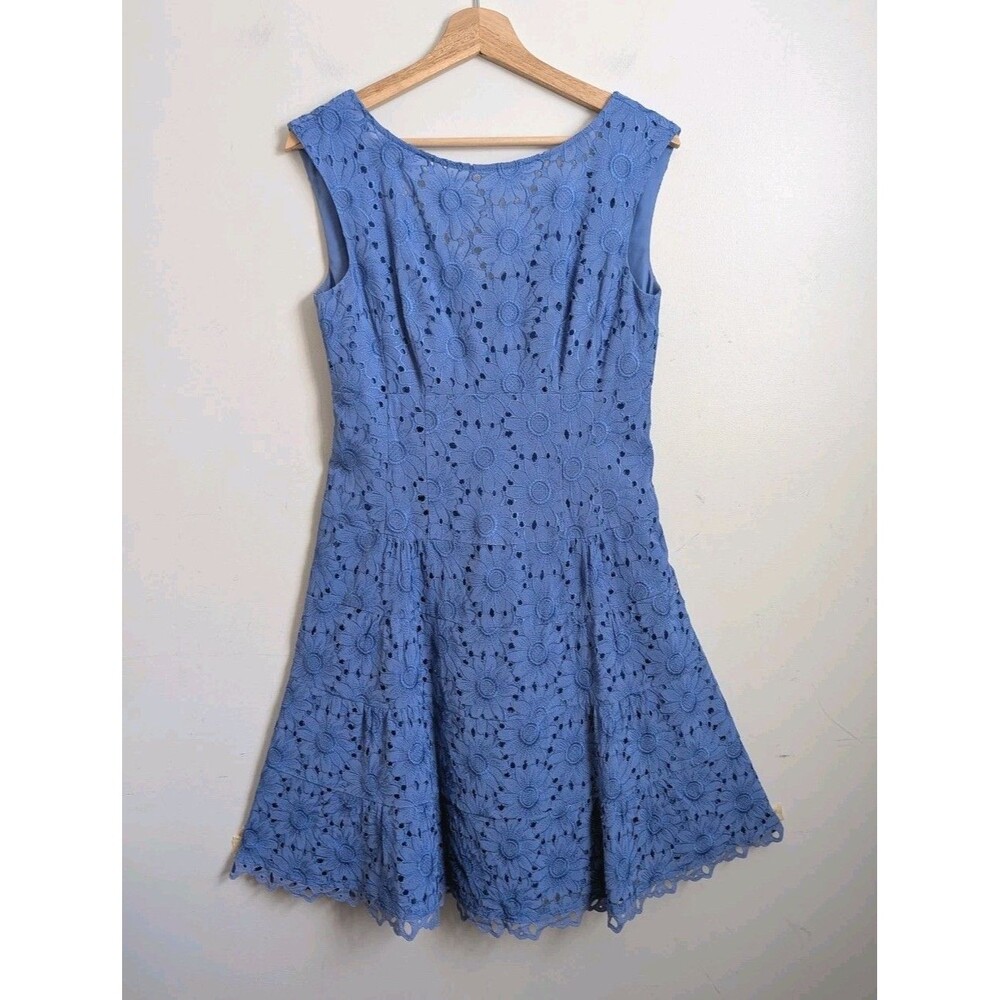 Nanette Lepore Lace Sun Dress Size 8 Cornflower Blue Fit Flare Lined Sleeveless